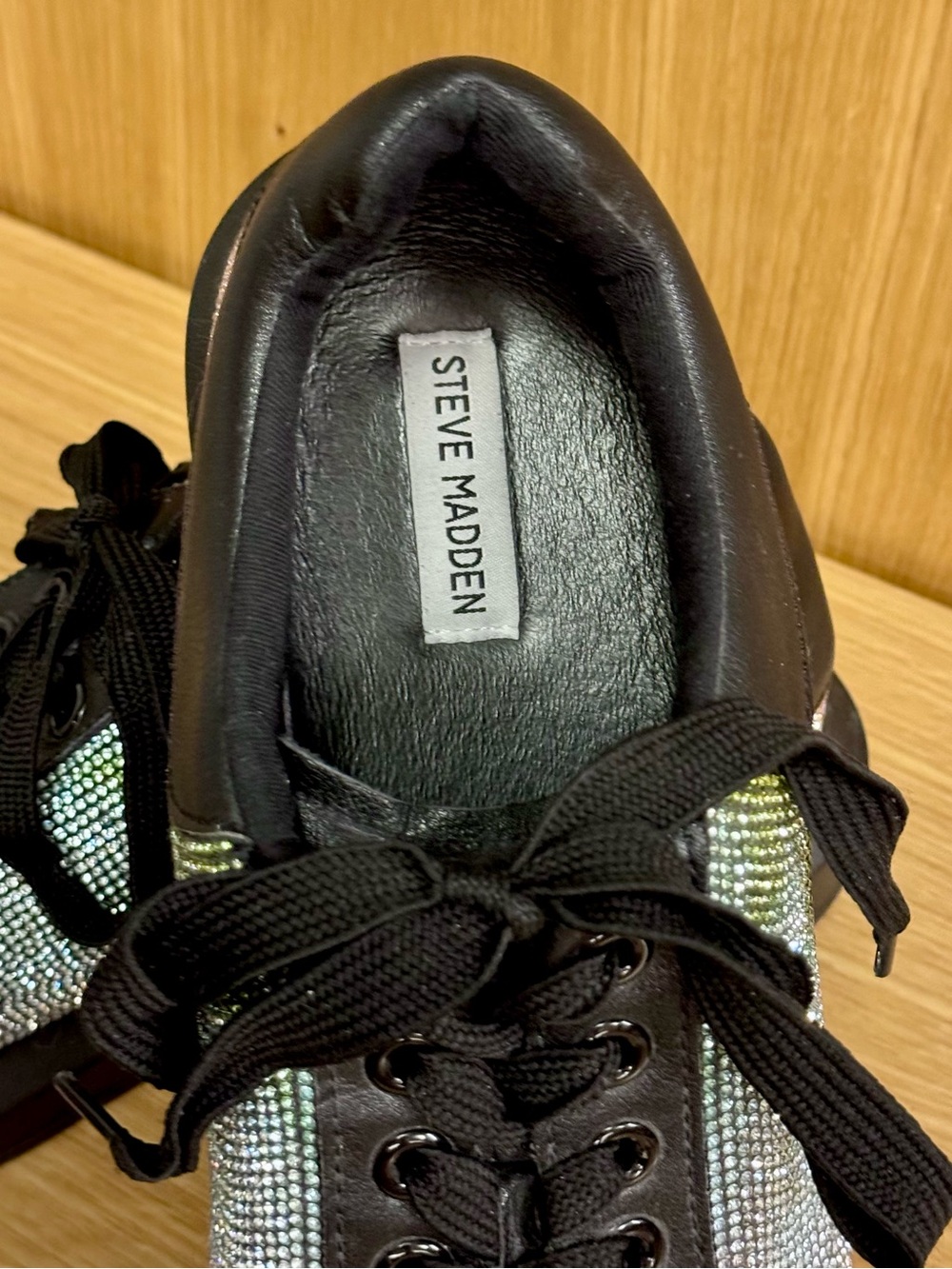 Steve Madden Icebox Sparkly Rhinestone Studded Black Sneakers, Mens 11 - Picture 8 of 11